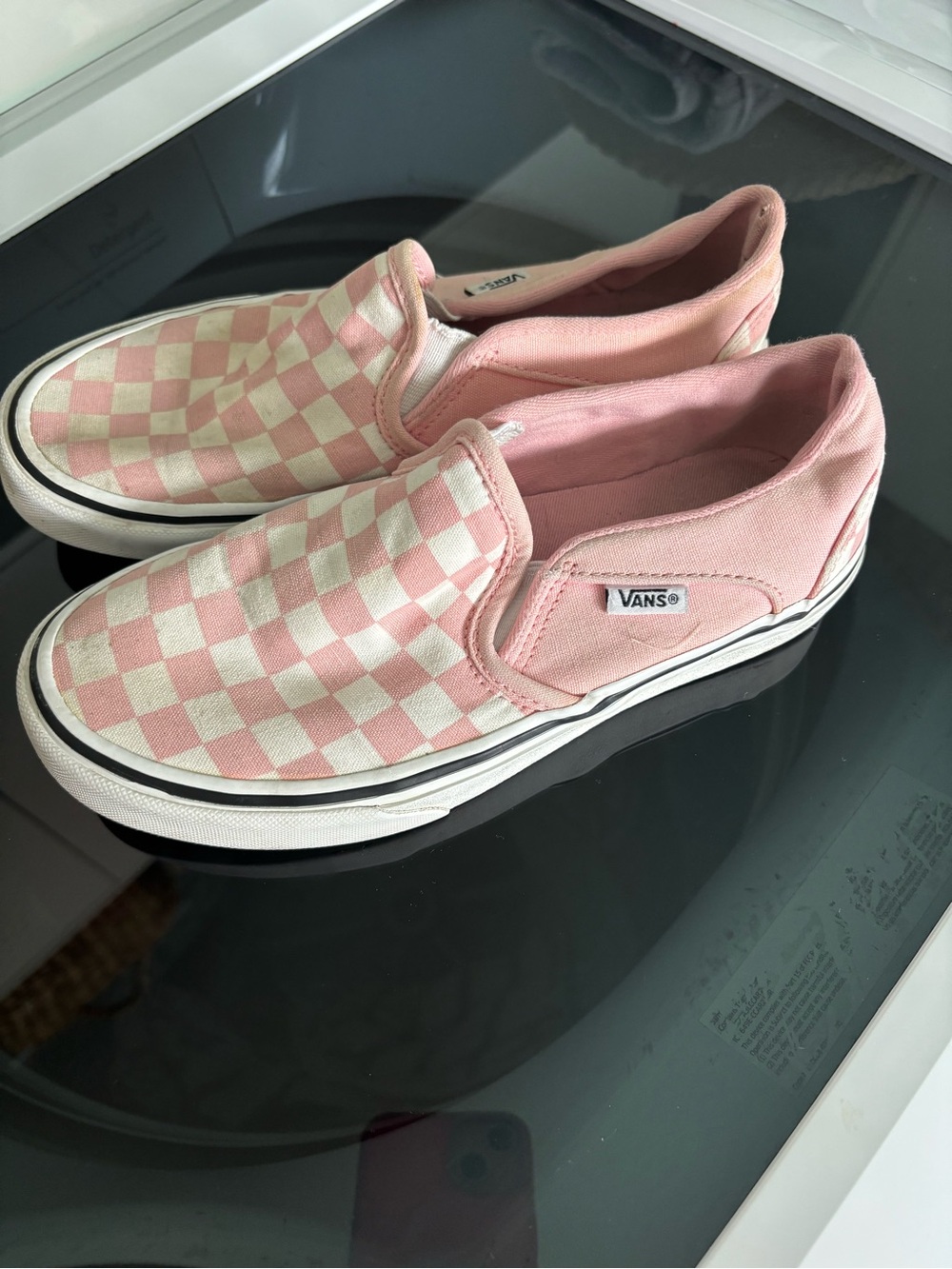Vans Pink & White Classic Checker Slip On Shoes Women's Size 5.5 Casual Sneakers